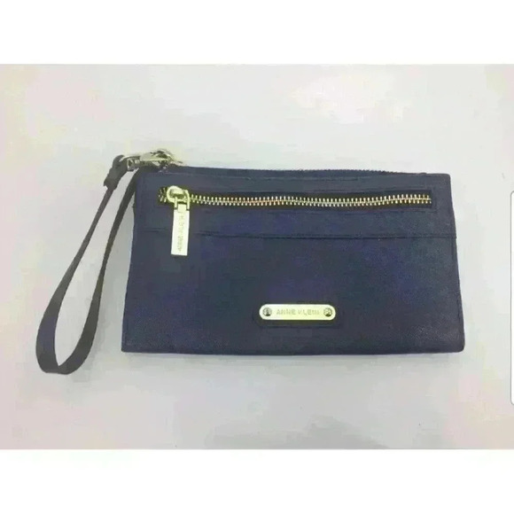 NEW Anne Klein Jazzy Geos Large Blue Wristlet Evening Bag Clutch - Picture 1 of 5